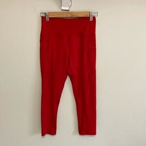 Zyia Active Vibrant Red Leggings Short Capri, 20.5” inseam, size 4, side pockets
